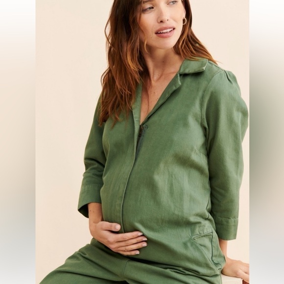 Hatch Anthropologie The Luna Maternity Coveralls Jumpsuit Zip Up Denim G… - Picture 4 of 7
